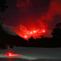 Descent with torches from the Martial Glacier